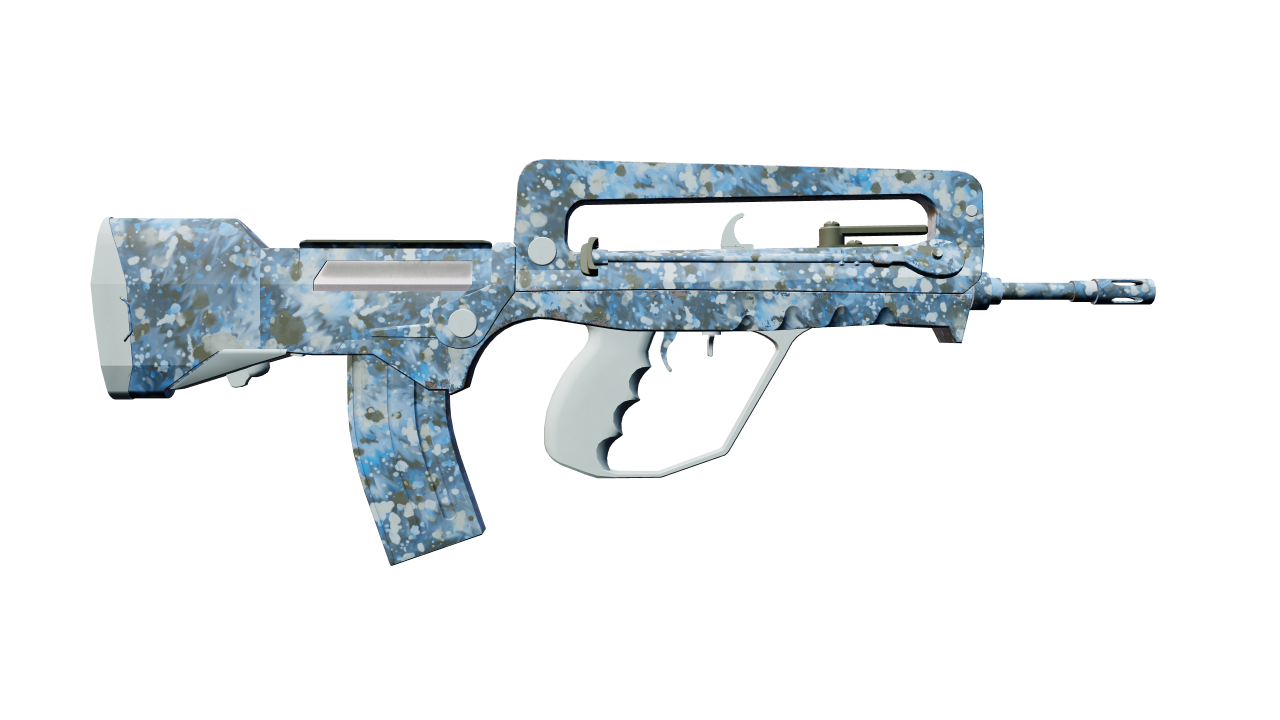 Back view of FAMAS | Cyanospatter
