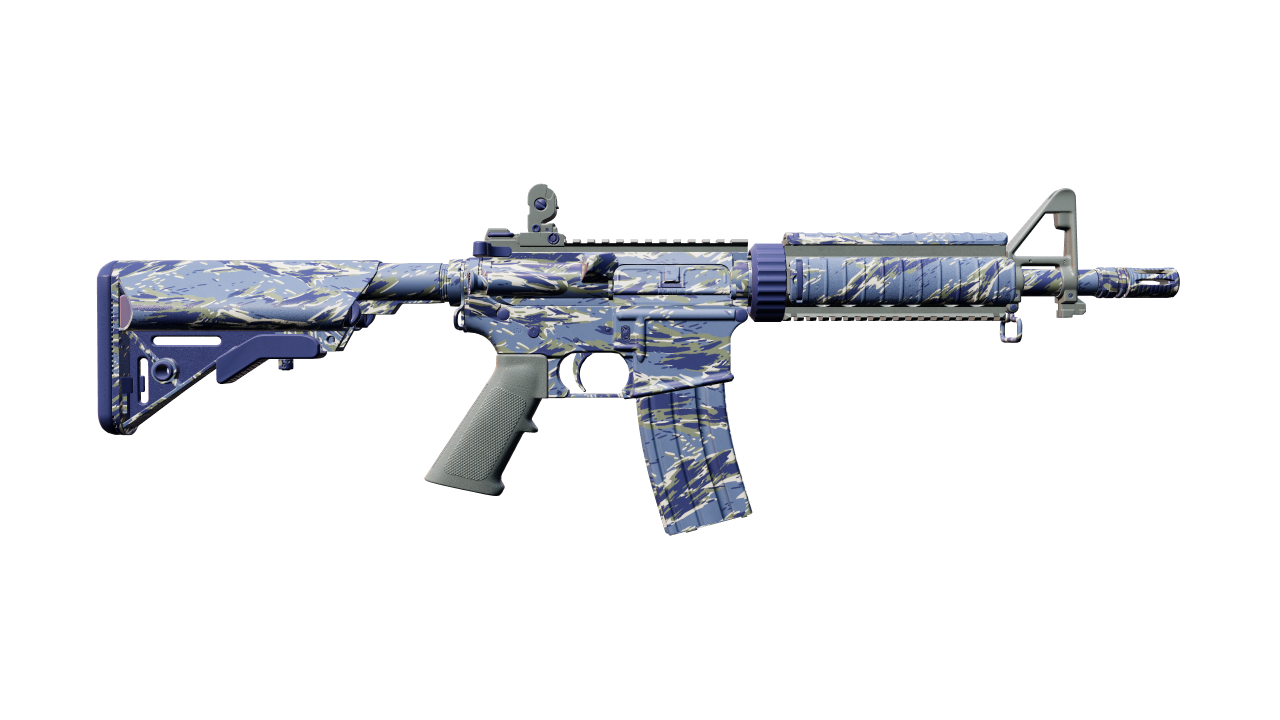 Back view of M4A4 | Naval Shred Camo