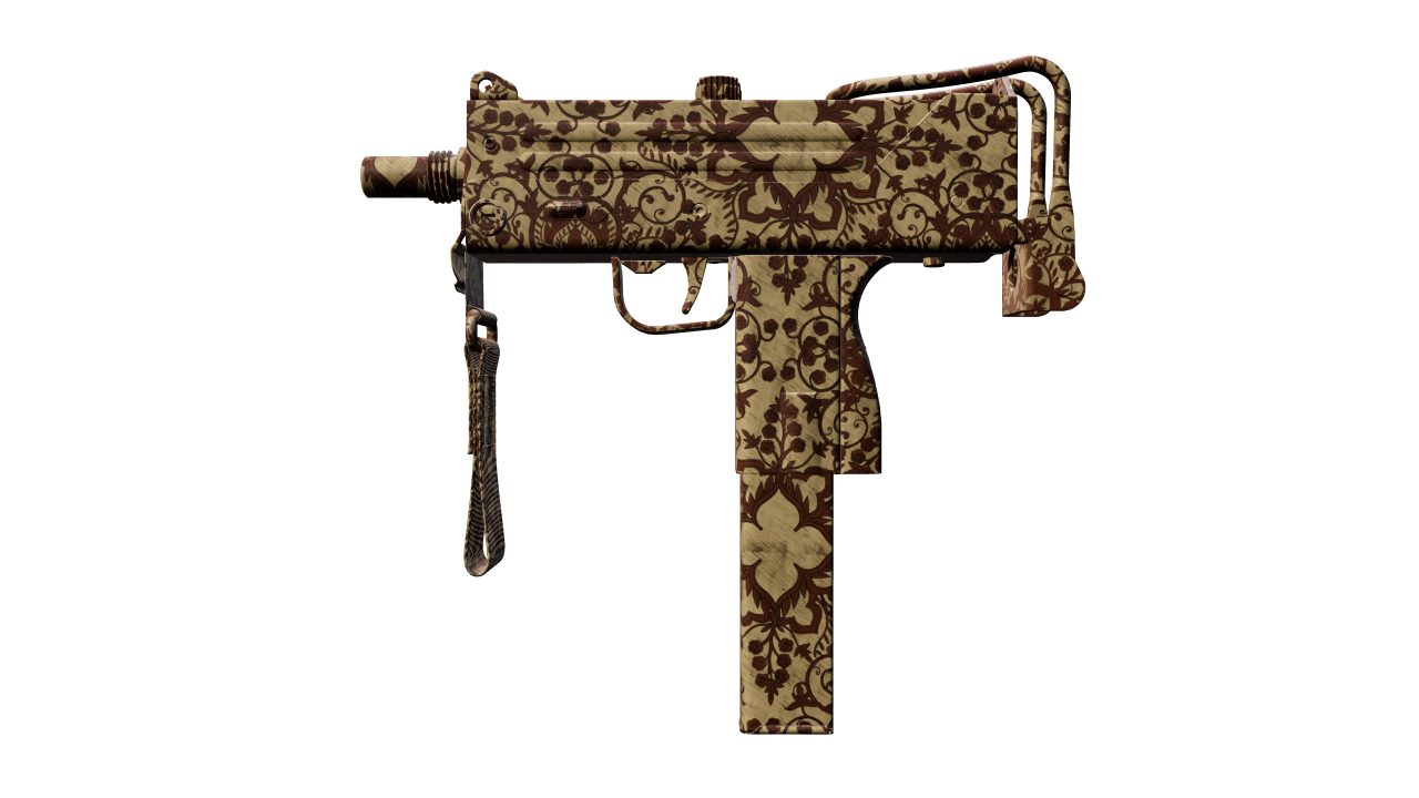 Front view of MAC-10 | Sienna Damask