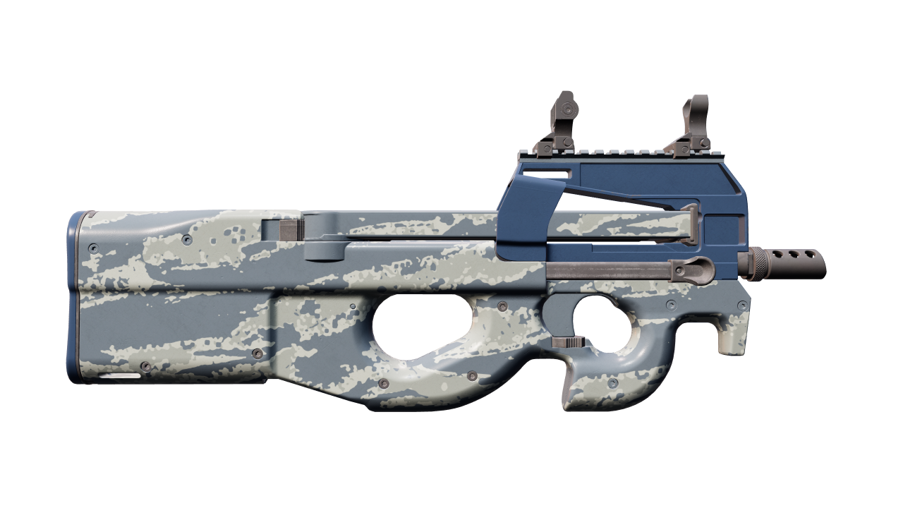 Back view of P90 | Blue Tac