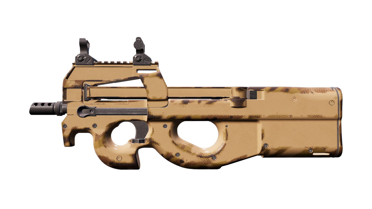 Front view of P90 | Desert Halftone