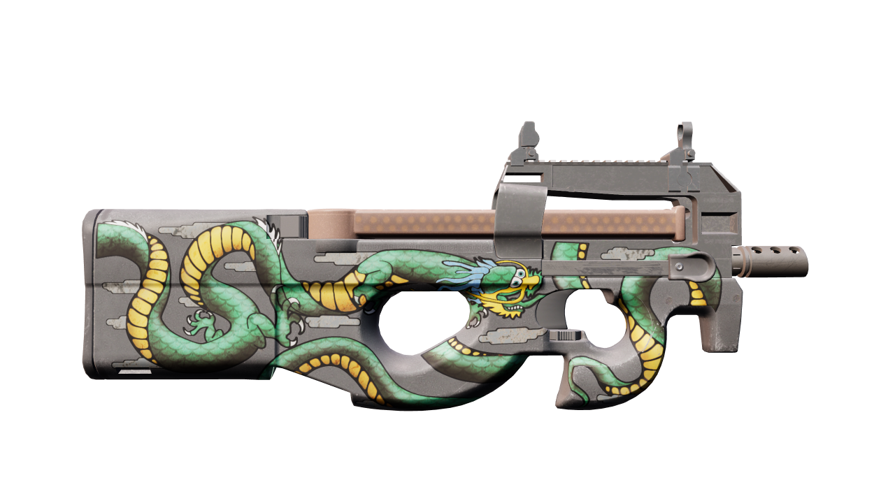 Back view of P90 | Dragon | Emerald