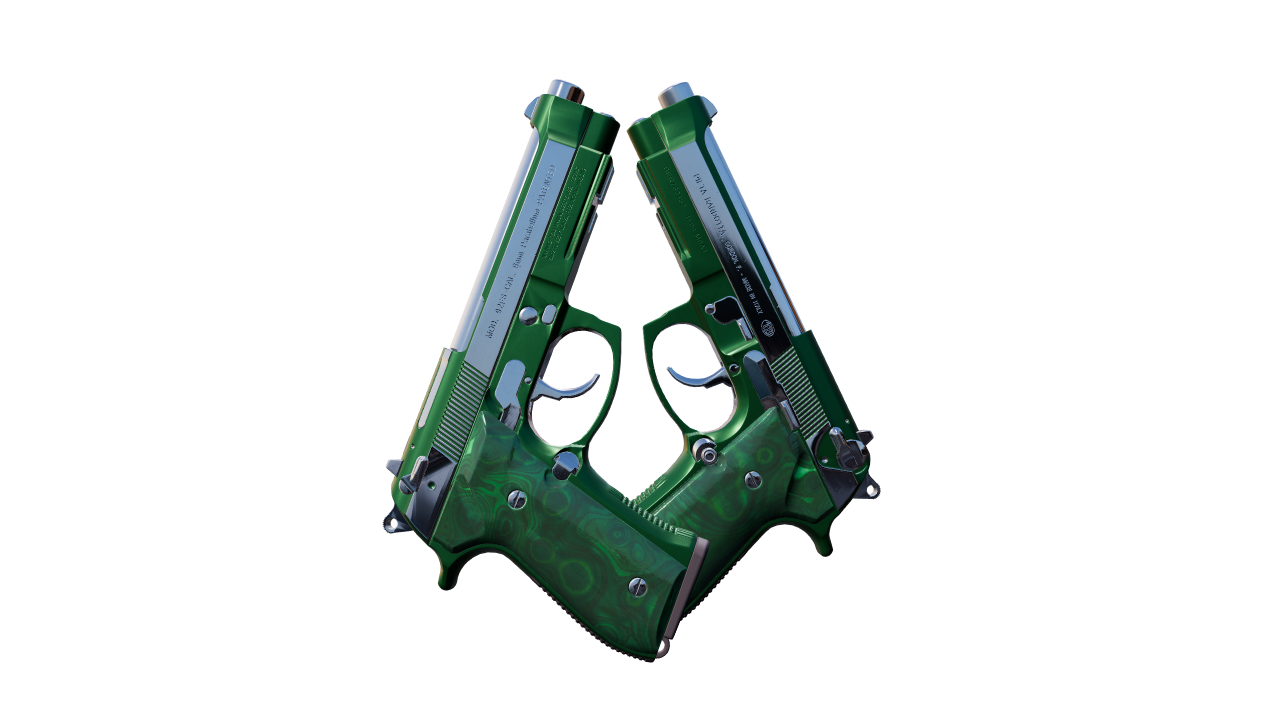 Front view of Dual Berettas | Polished Malachite