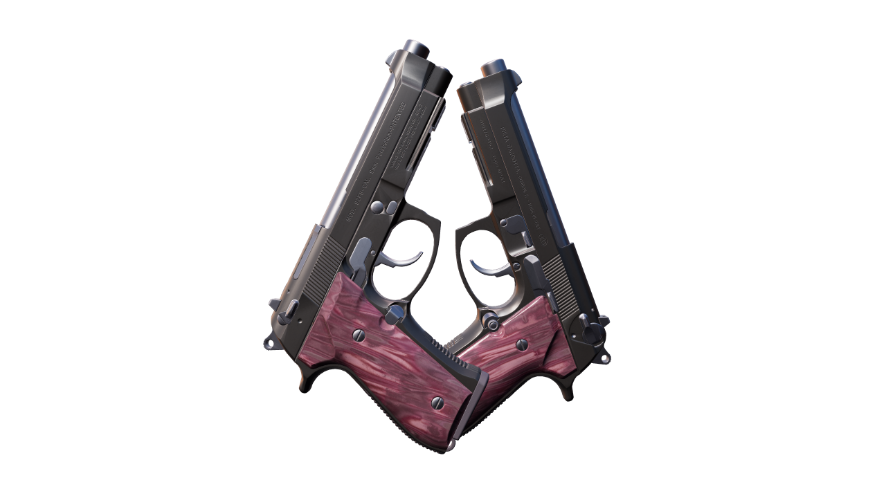 Back view of Dual Berettas | BorDeux