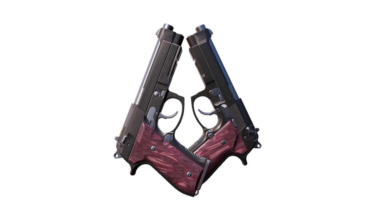 Front view of Dual Berettas | BorDeux