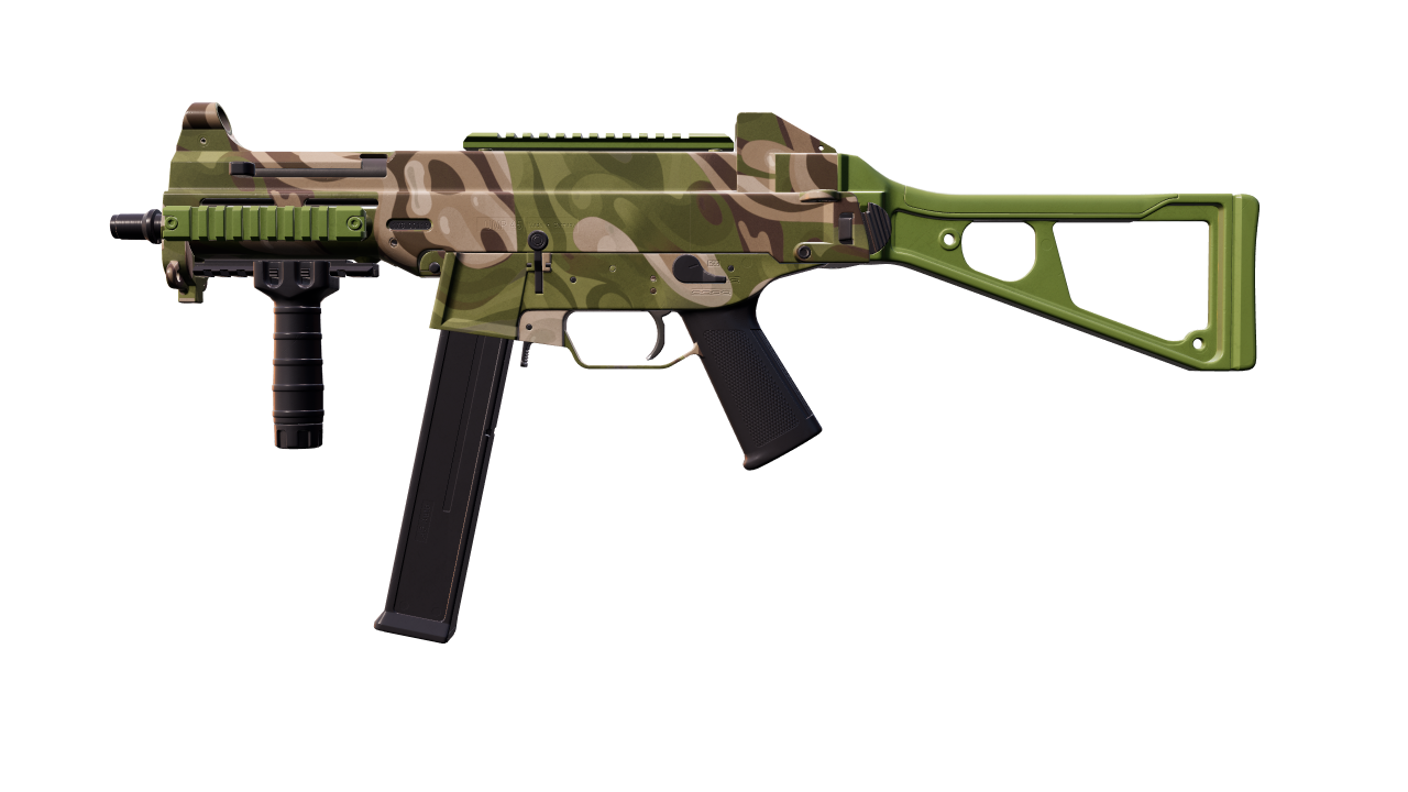Front view of UMP-45 | Green Swirl