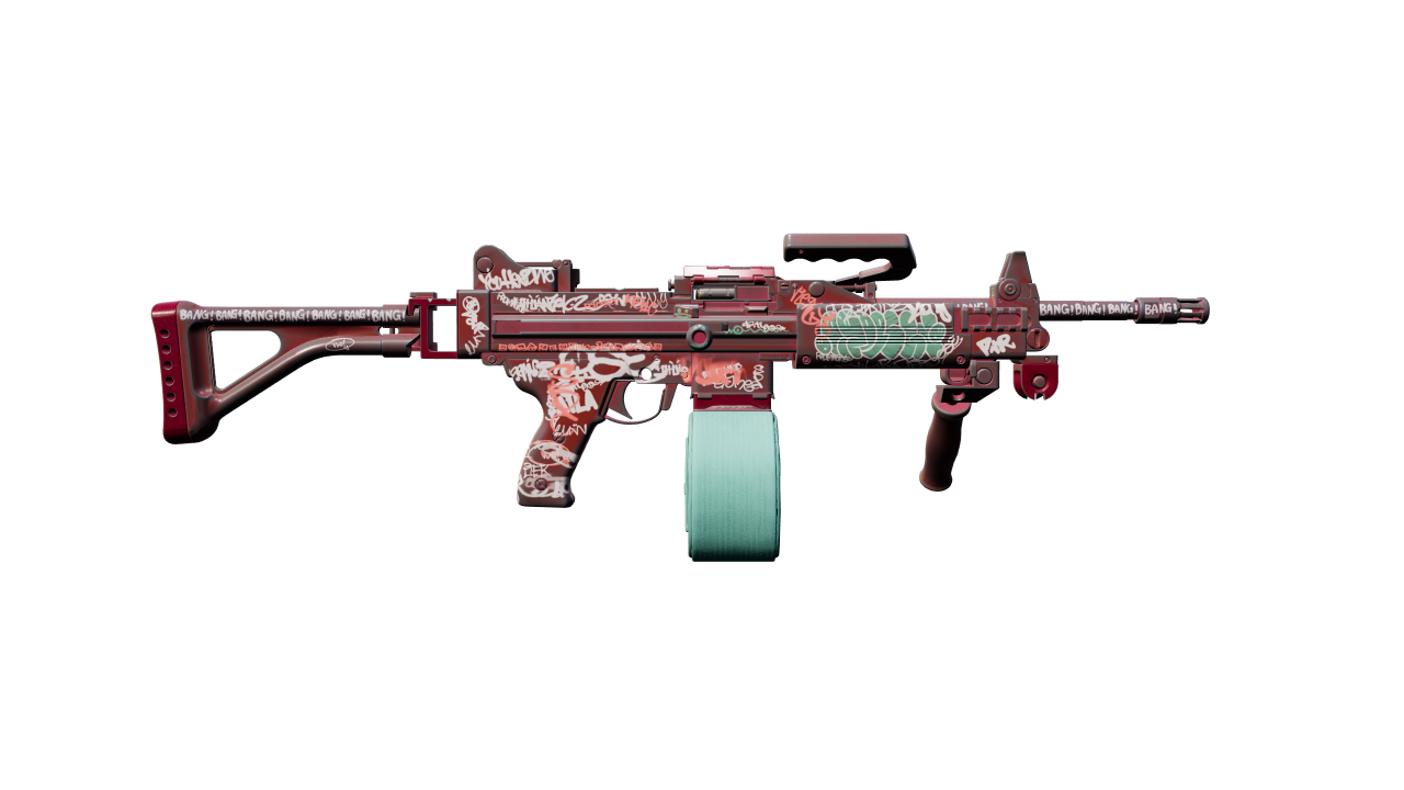Back view of Negev | Wall Bang