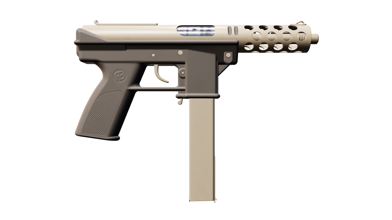 Back view of Tec-9 | Raw Ceramic