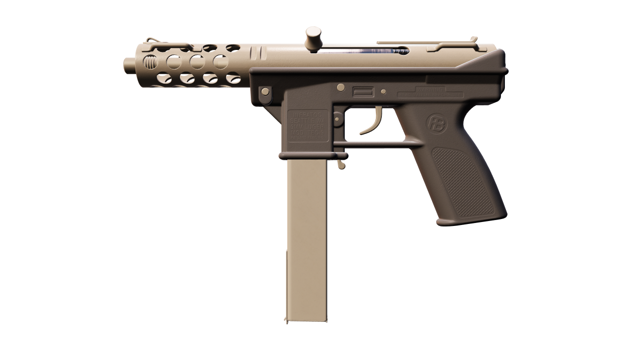 Front view of Tec-9 | Raw Ceramic
