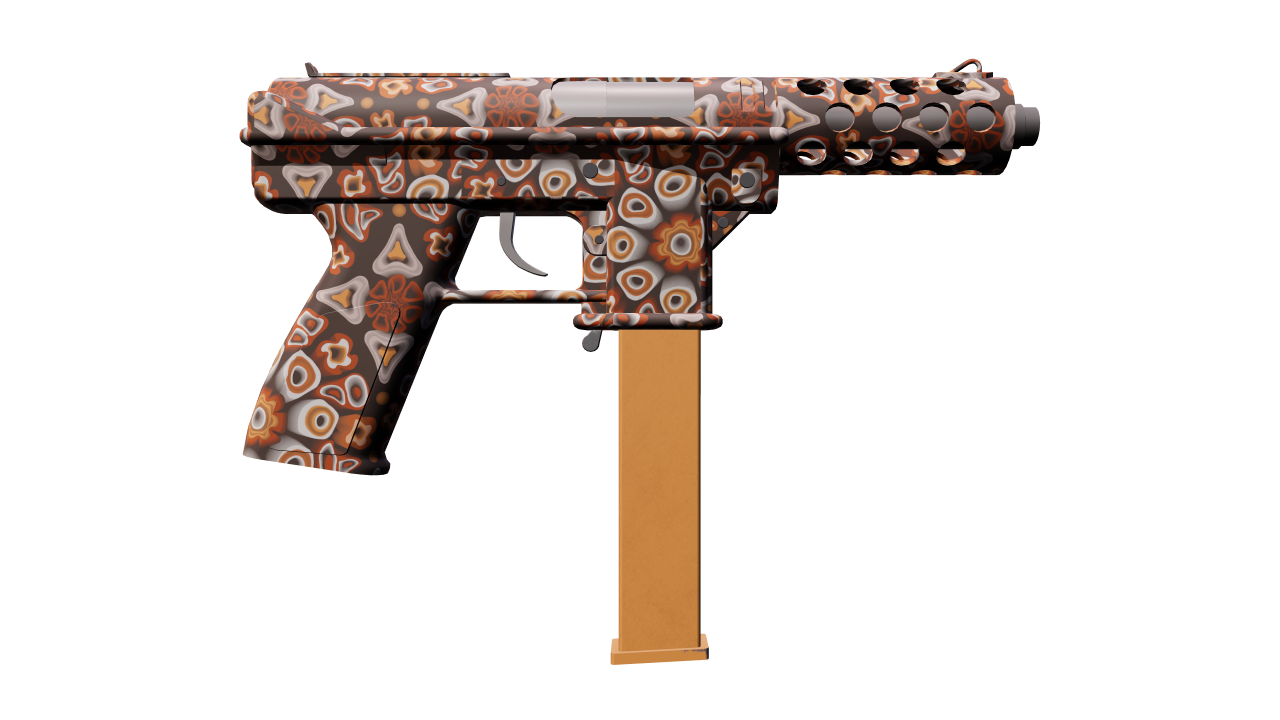 Back view of Tec-9 | Orange Murano