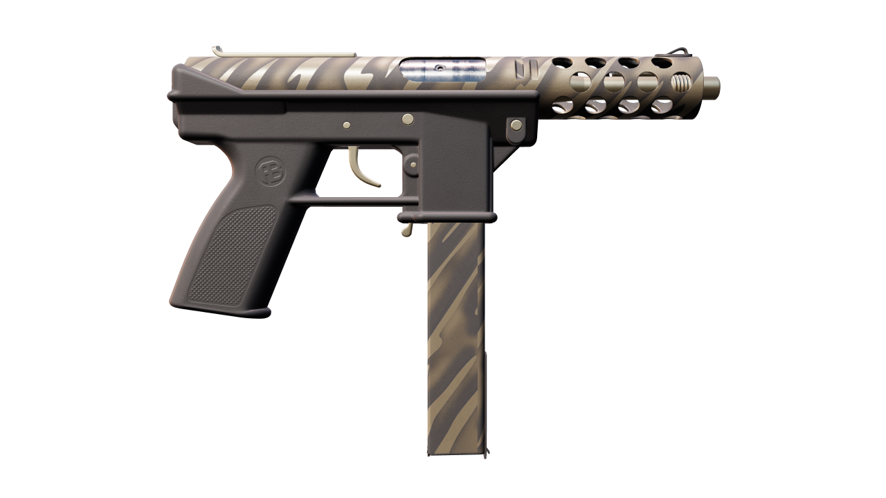 Back view of Tec-9 | Tiger Stencil