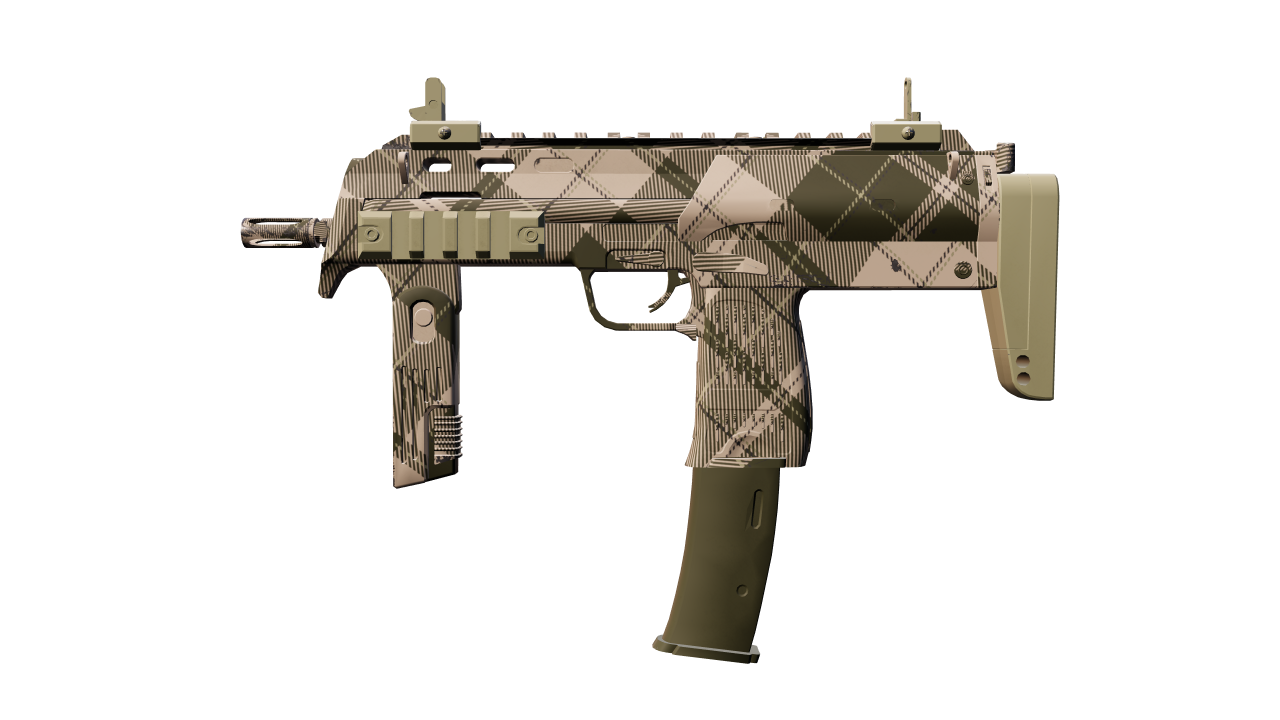 Front view of MP7 | Olive Plaid