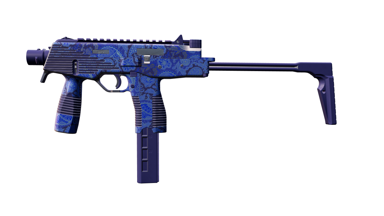 Front view of MP9 | Cobalt Paisley
