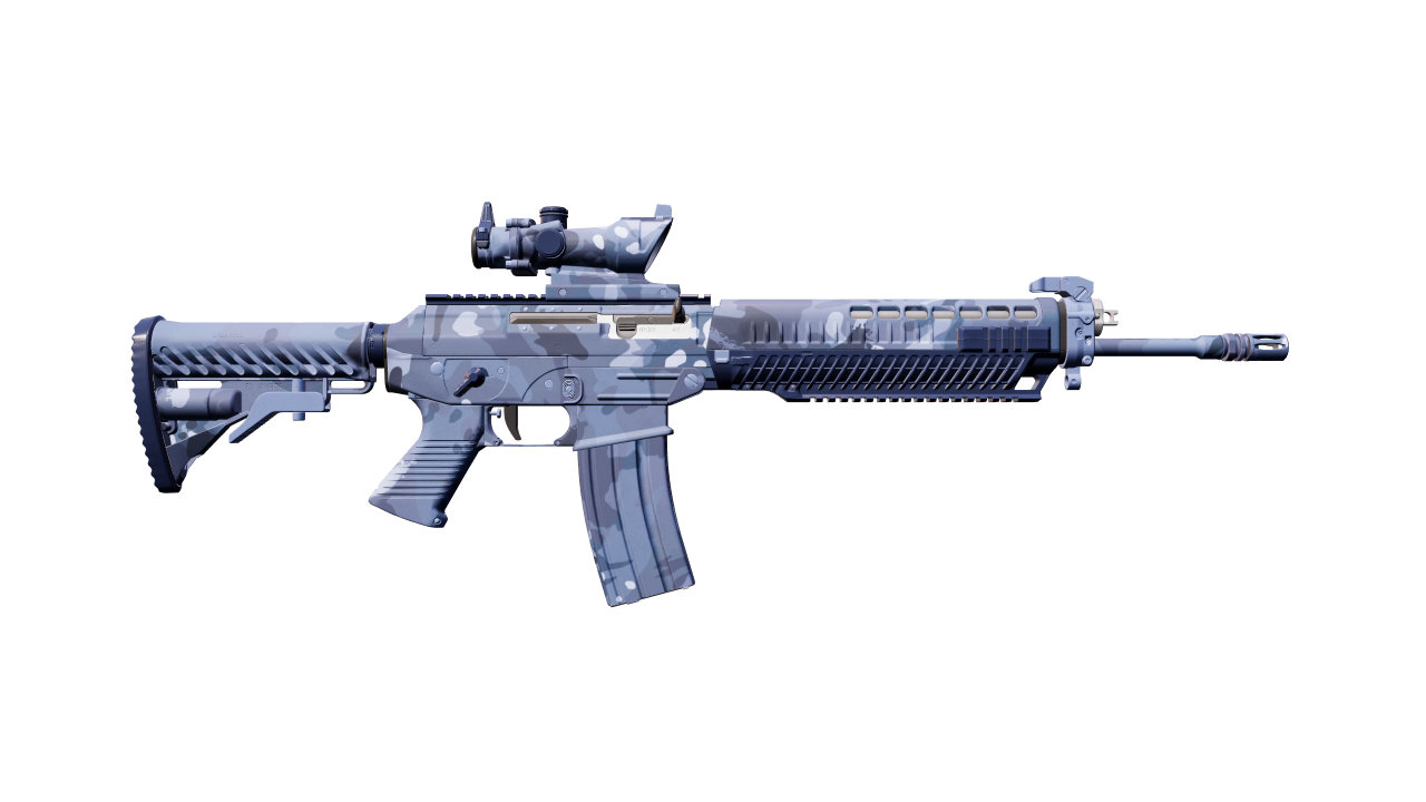 Back view of SG 553 | Night Camo