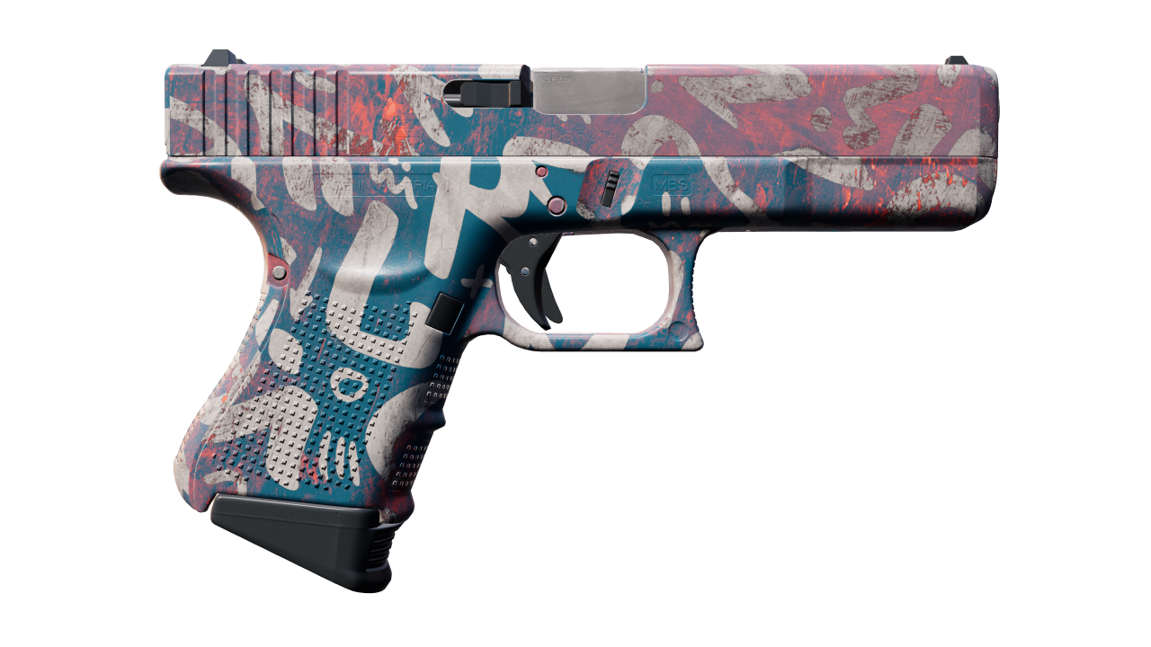 Back view of Glock-18 | Teal Graf