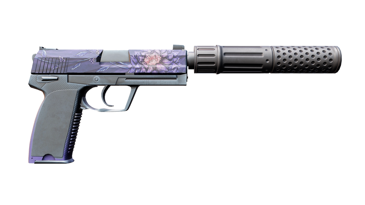 Back view of USP-S | Black Lotus