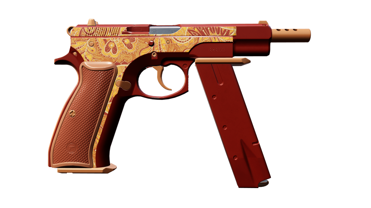 Back view of CZ75-Auto | Honey Paisley