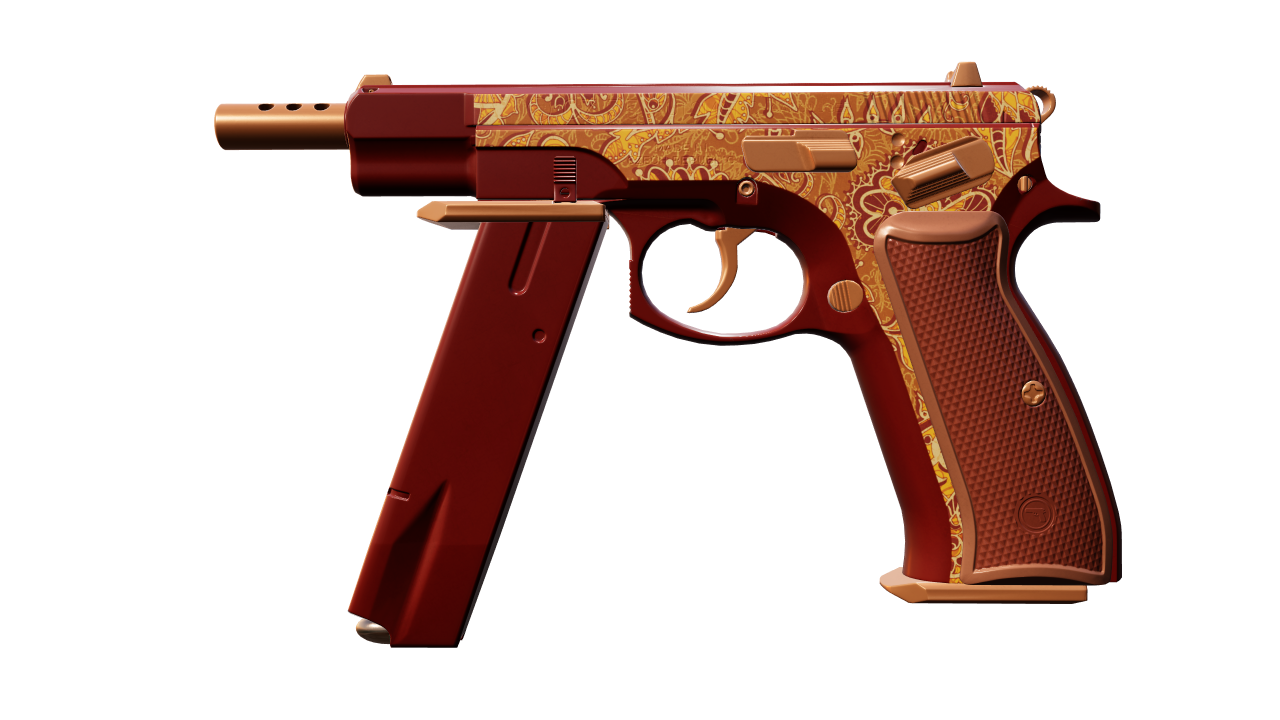 Front view of CZ75-Auto | Honey Paisley