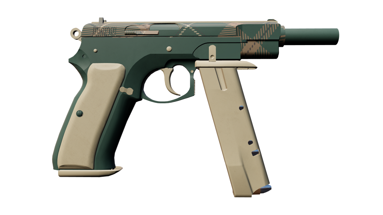 Back view of CZ75-Auto | Green Plaid