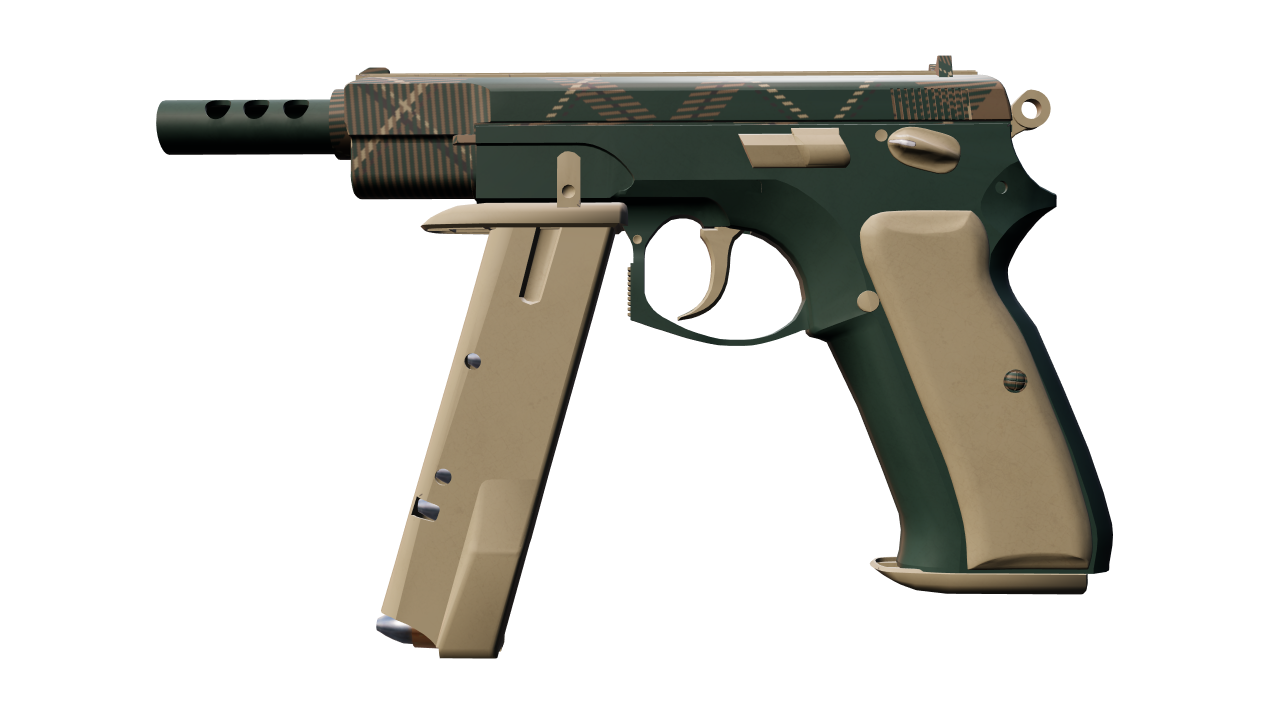 Front view of CZ75-Auto | Green Plaid