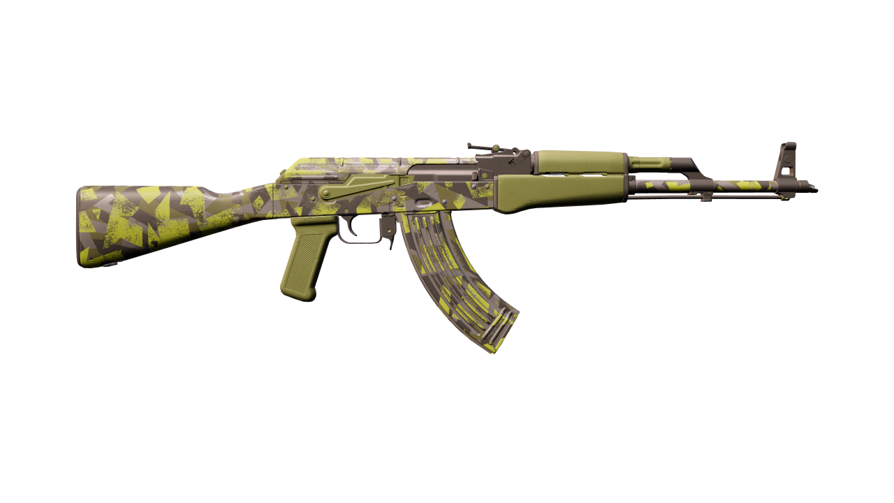 Back view of AK-47 | Olive Polycam