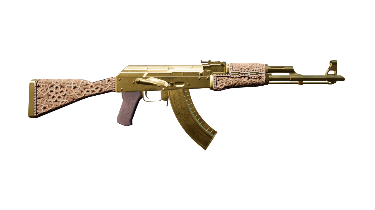 Back view of AK-47 | Gold Arabesque